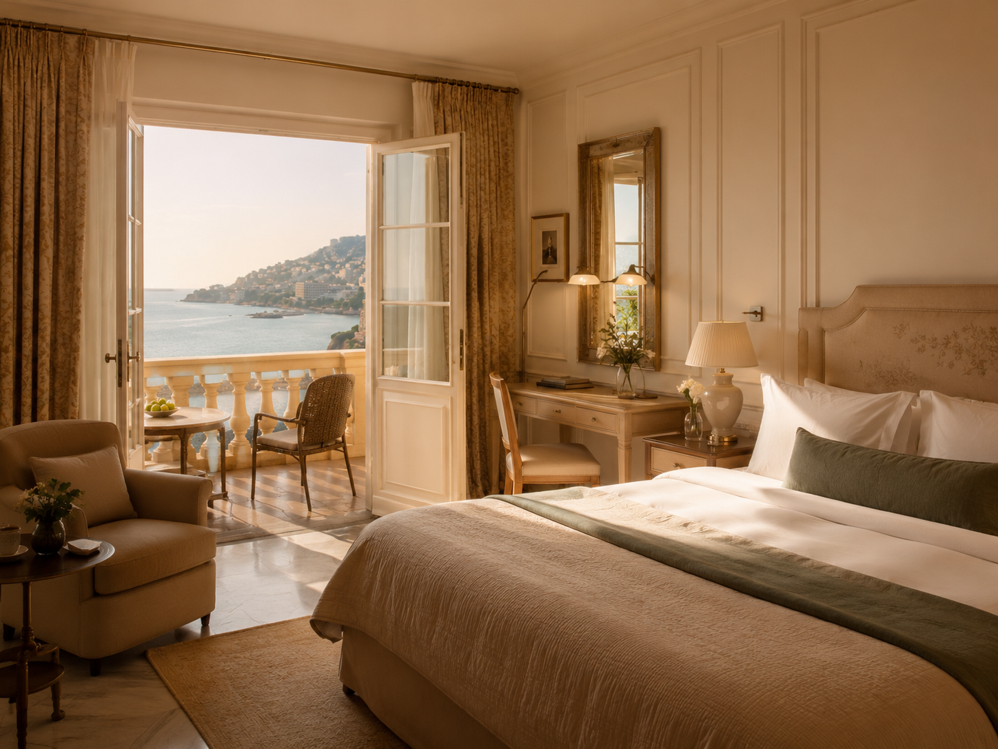 Luxury hotel suite with sea view